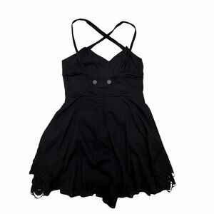 FREE PEOPLE | black mini fit and flare romper with lace detail